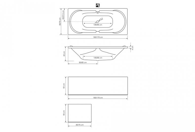 Kopalniška kad Normandia Duo 75x170 Lux