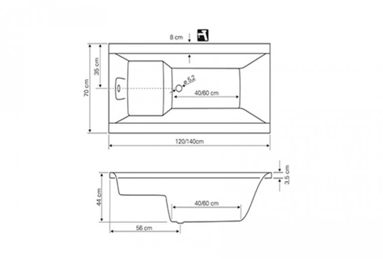 Kopalna kad Lilly 70x120 brez obloge