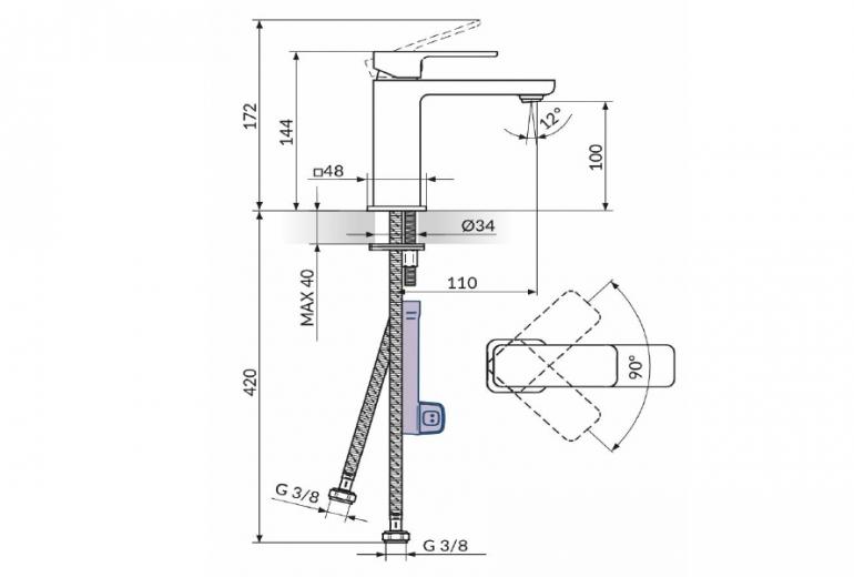 Armatura za umivalnik S2 Quadro