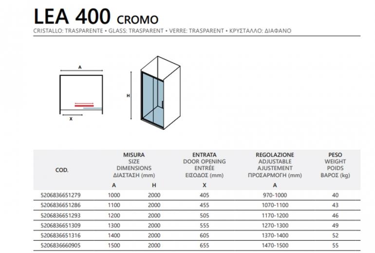 Tuš vrata Lea 400 140