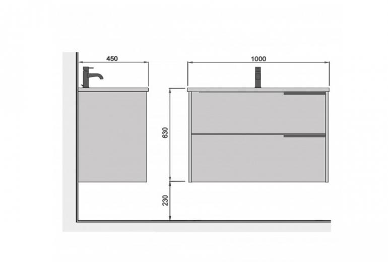 Omarica z umivalnikom Cubic 100 stenska