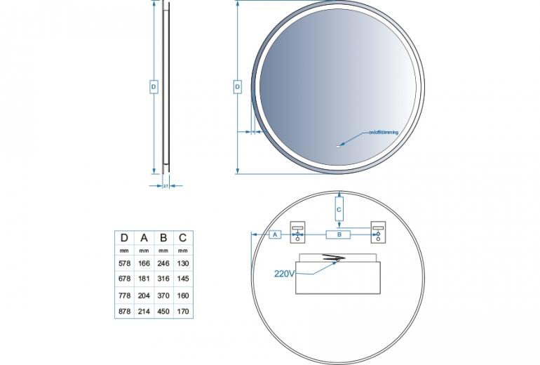 Ogledalo Perfetto 60 Hands & Fog Free