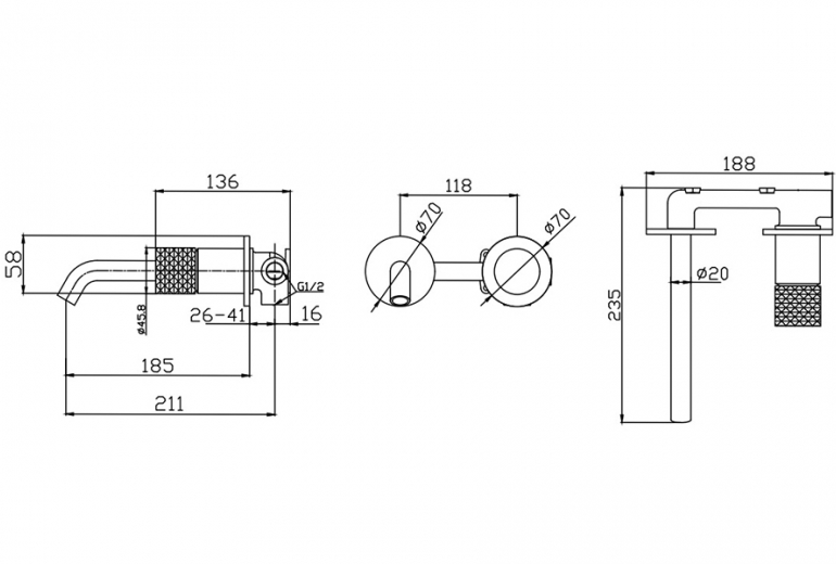 Armatura za umivalnik Joan Pattern stenska