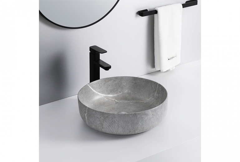 Umivalnik Everest Round 46 sivi marmor